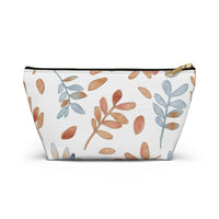 Watercolor Tossed Leaves Accessory Pouch w T-bottom in Orange